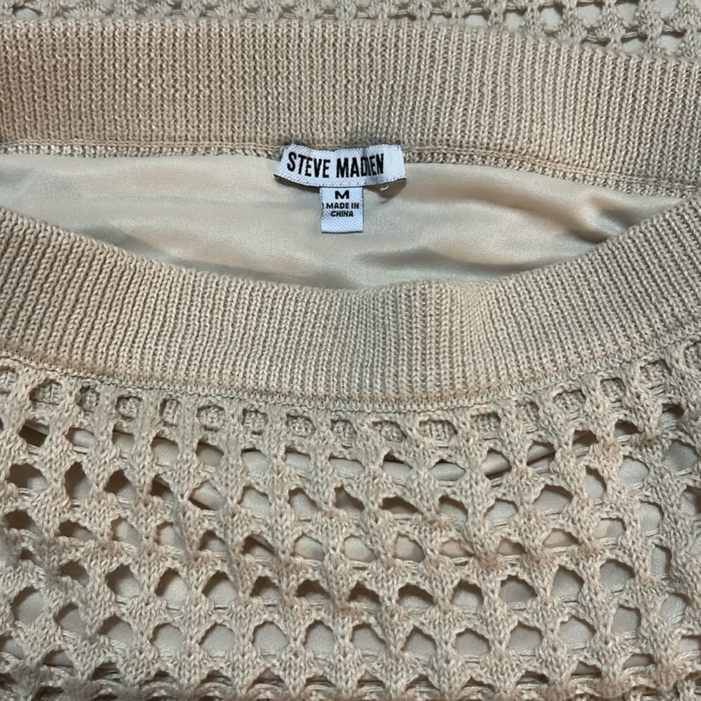 Steve Madden Tan/Cream Midi Pencil Crouched Skirt M NWT - Picture 4 of 5